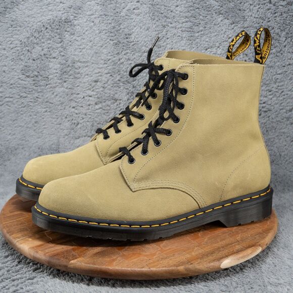 NEW Dr Martens 1460 Pascal Men’s Size 14 Suede Tan Brown Black Combat Boots NWOB - Picture 3 of 6